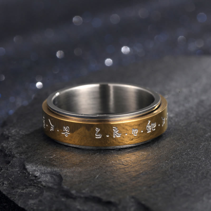 Tibetan Mantra Titanium Steel Balance Rotatable Ring - Image 11
