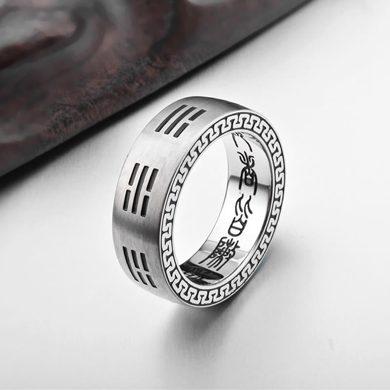 Bagua Yin Yang Taoist Nine-Character Mantra Titanium Steel Harmony Ring - Image 4