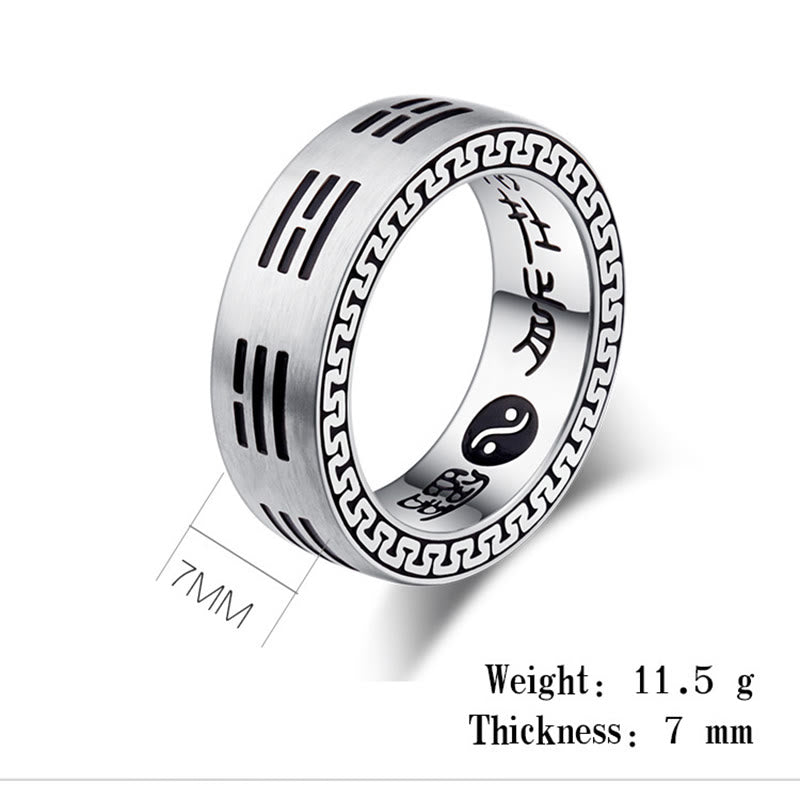 Bagua Yin Yang Taoist Nine-Character Mantra Titanium Steel Harmony Ring - Image 12