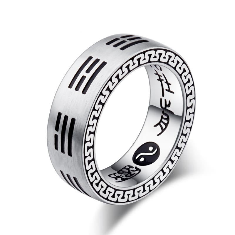 Bagua Yin Yang Taoist Nine-Character Mantra Titanium Steel Harmony Ring - Image 13