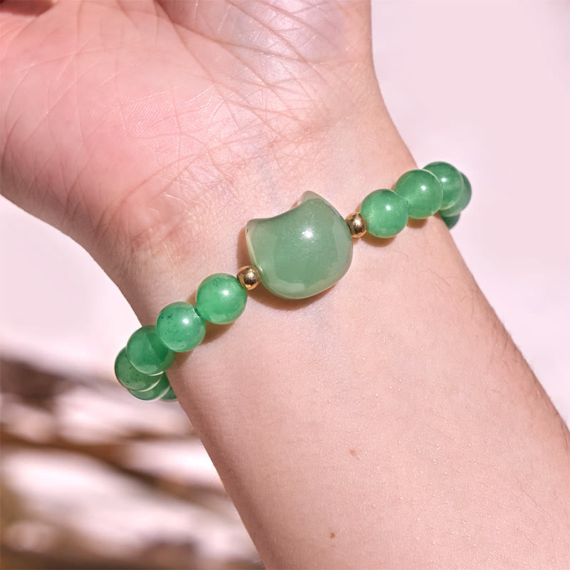 Amethyst Green Aventurine Rose Quartz Fluorite Cat Head Balance Luck Bracelet - Image 9