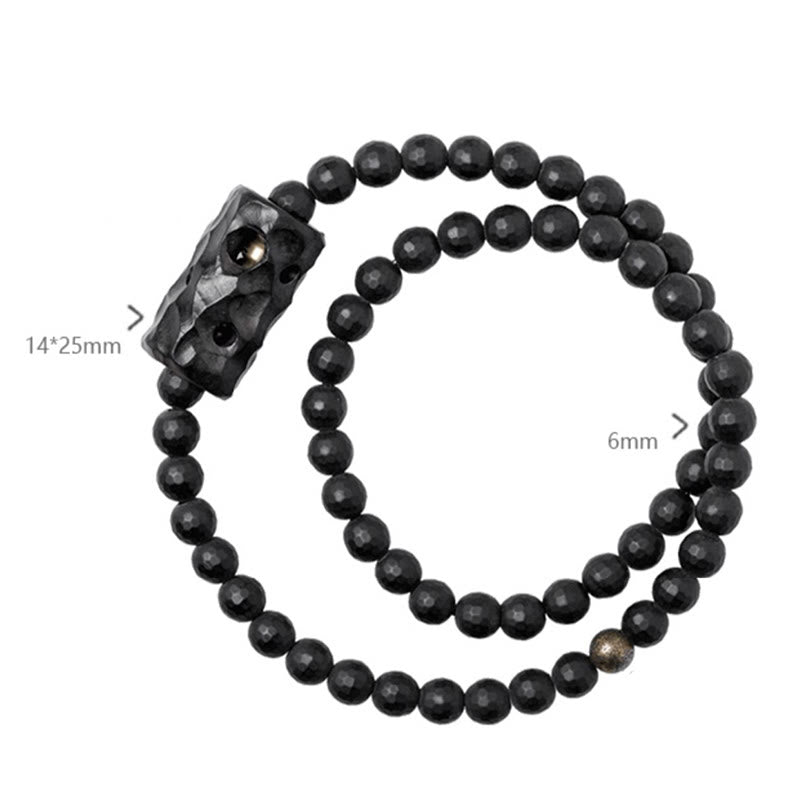 Frosted Cut Surface Black Onyx Ebony Double Wrap Protection Bracelet - Image 5