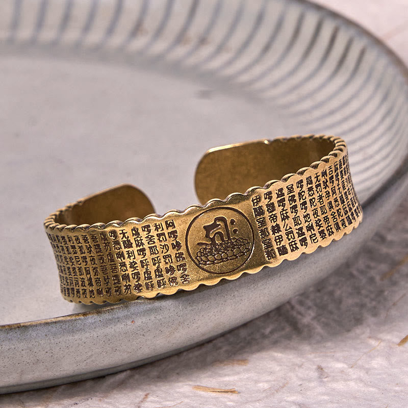 Great Compassion Mantra Copper Brass Luck Self Care Bracelet Bangle - Image 3