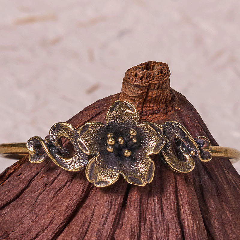 Flowers Leaves Copper Brass Luck Healing Cuff Bracelet Bangle - Image 4