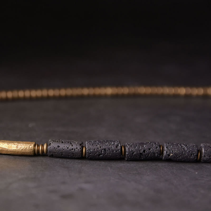 Vintage Lava Rock Copper Brass Multi-turn Wrap Calm Bracelet - Image 16