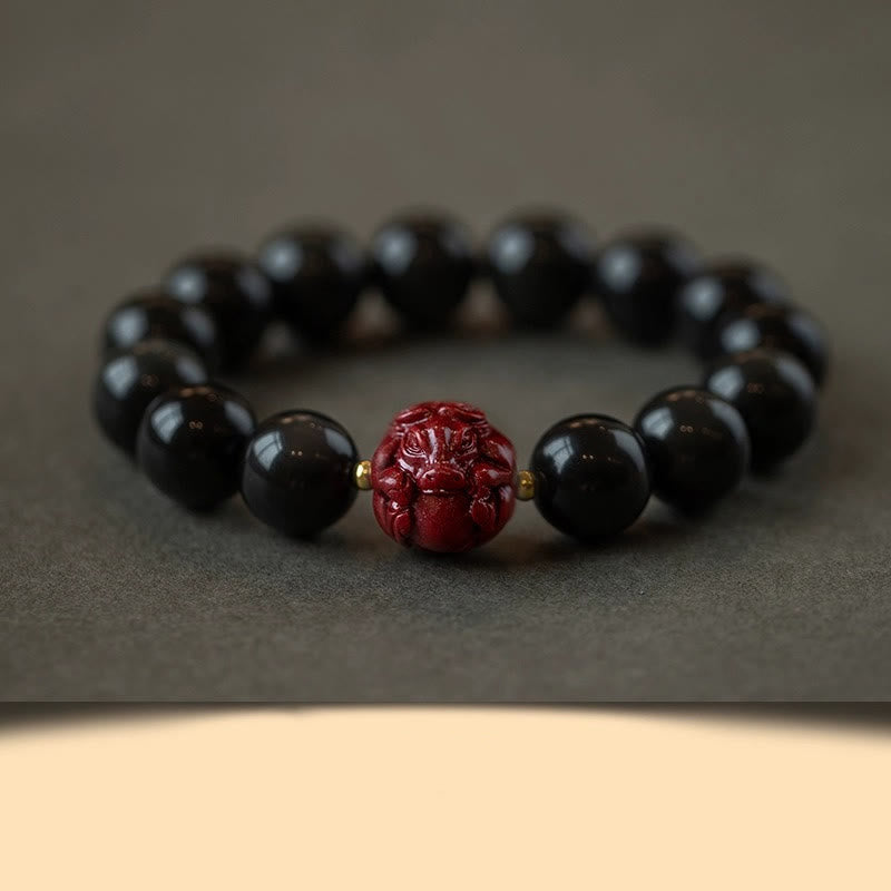 Chinese Zodiac Natural Black Obsidian Cinnabar Purification Bracelet - Image 27