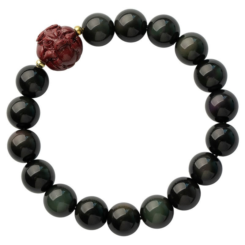 Chinese Zodiac Natural Black Obsidian Cinnabar Purification Bracelet - Image 13