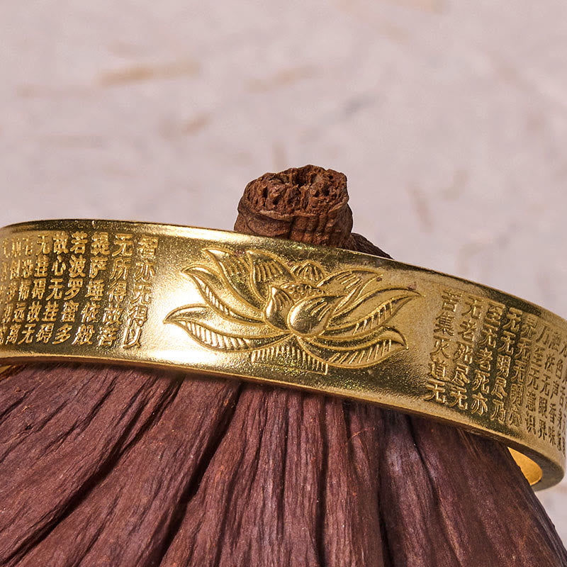 Heart Sutra Lotus Flower Copper Brass Peace Cuff Bracelet Bangle - Image 10