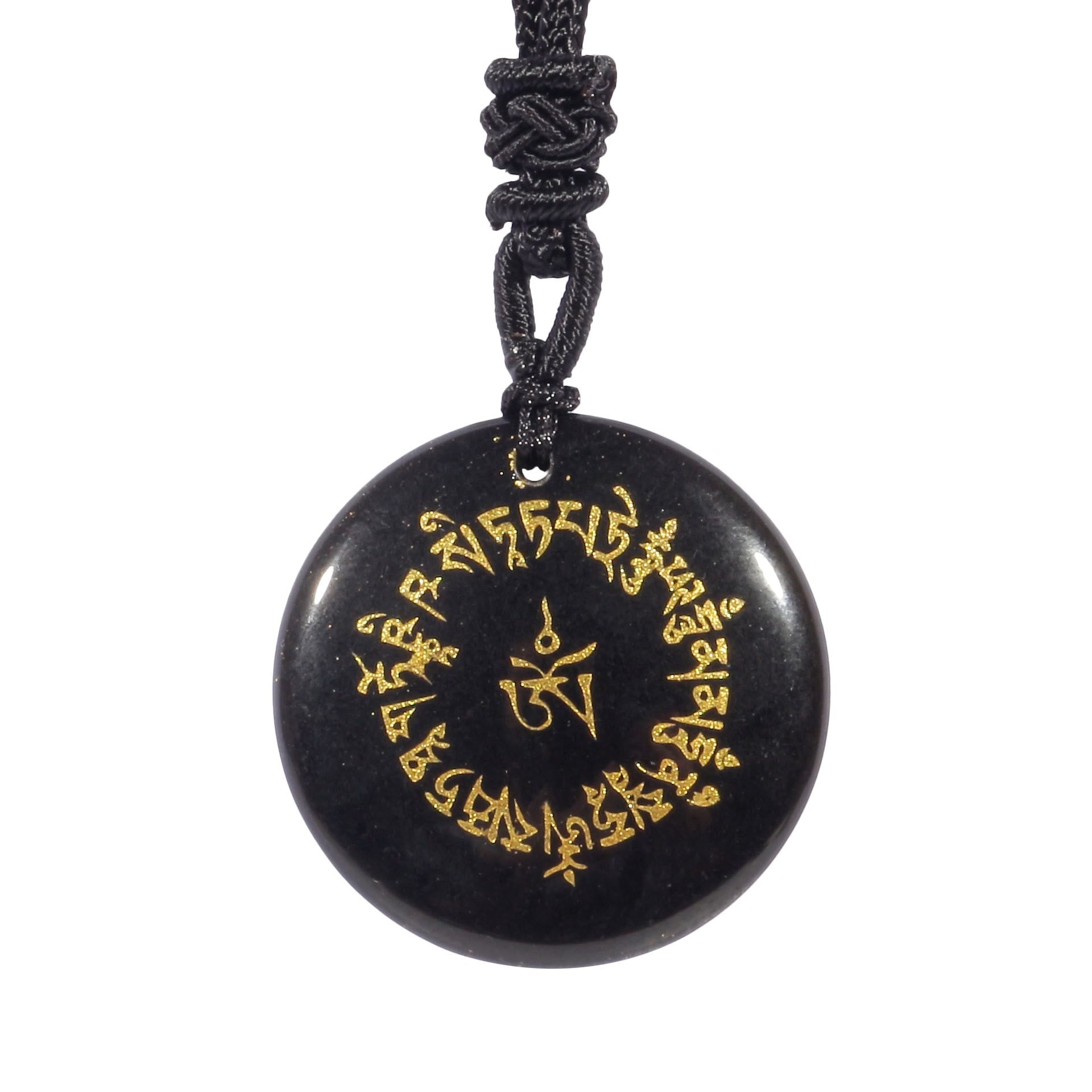 Fortune-gathering Mantra Natural Various Crystal Black Obsidian Fulfilment Necklace Pendant