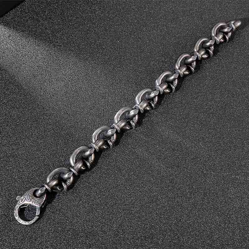 Square Rivets Titanium Steel Good Luck Balance Bracelet - Image 10