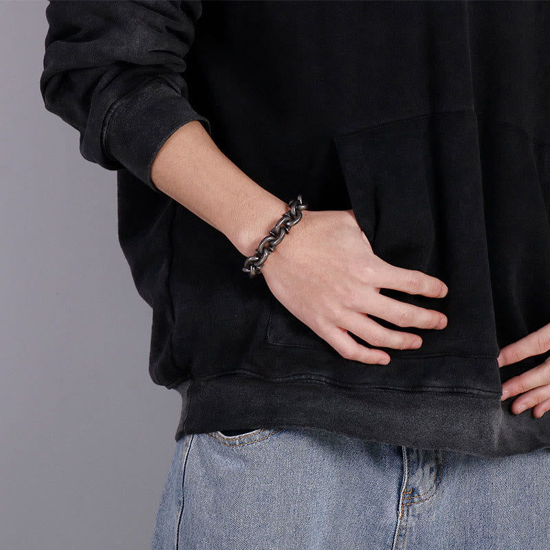 Square Rivets Titanium Steel Good Luck Balance Bracelet - Image 11