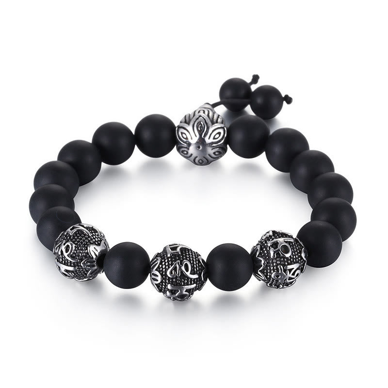 Natural Tiger Eye Lava Rock Black Obsidian Titanium Steel Six-True-Words Om Mani Padme Hum Protection Bracelet - Image 15
