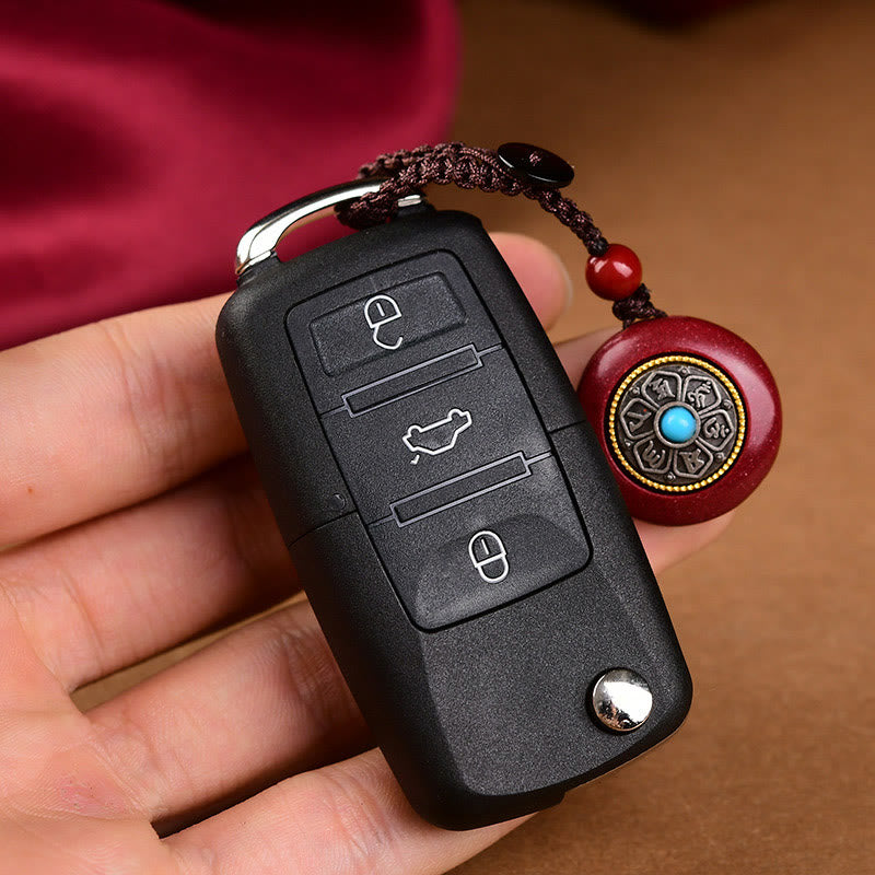 Natural Cinnabar Six True Words 'Om Mani Padme Hum' Braided String Blessing Key Chain Necklace Pendant - Image 10