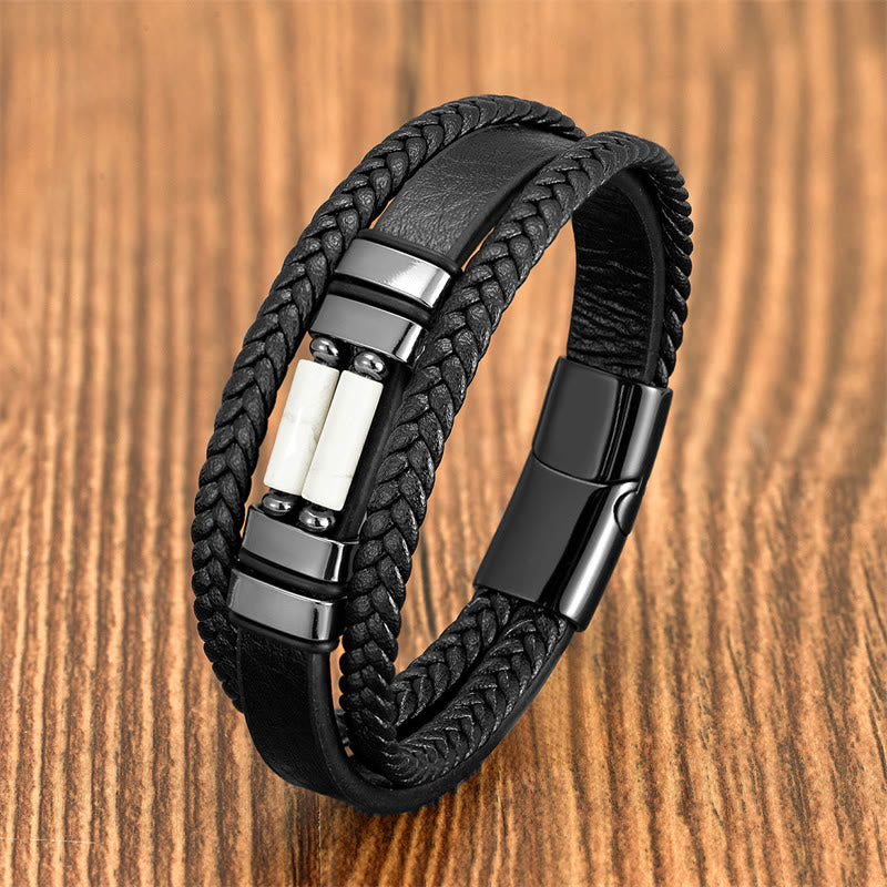 Tiger Eye Lazurite Hematite Picture Jasper Black Onyx Strength Multi-layer Leather Bracelet - Image 15