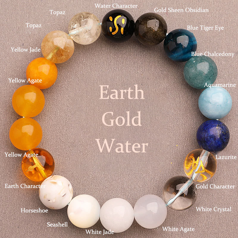 Five Elements Various Agate Crystal Sun Stone Wisdom Bracelet - Image 12