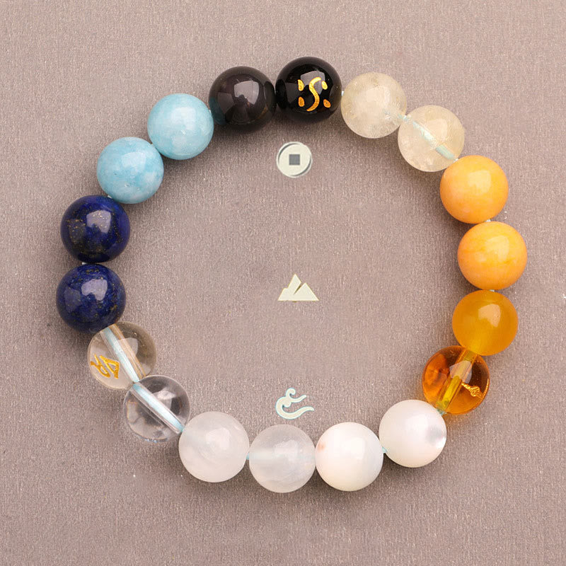 Five Elements Various Agate Crystal Sun Stone Wisdom Bracelet - Image 15
