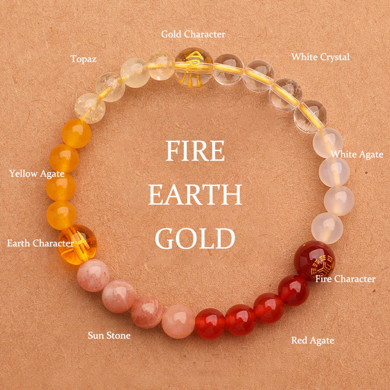 Five Elements Various Agate Crystal Sun Stone Wisdom Bracelet - Image 7