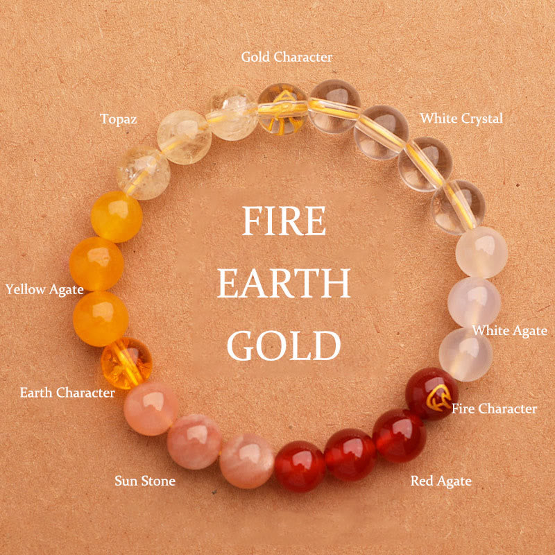 Five Elements Various Agate Crystal Sun Stone Wisdom Bracelet - Image 5