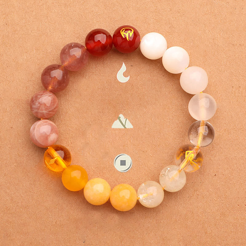 Five Elements Various Agate Crystal Sun Stone Wisdom Bracelet - Image 4