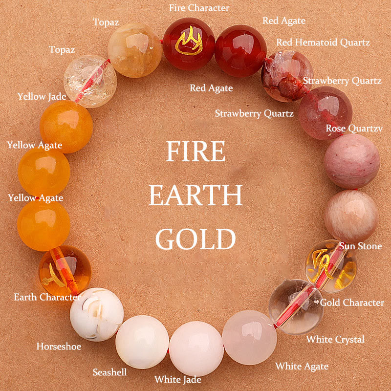 Five Elements Various Agate Crystal Sun Stone Wisdom Bracelet