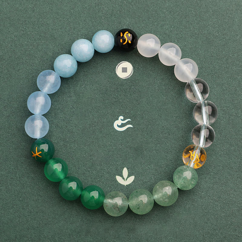 Five Elements Various Agate Crystal Sun Stone Wisdom Bracelet - Image 25