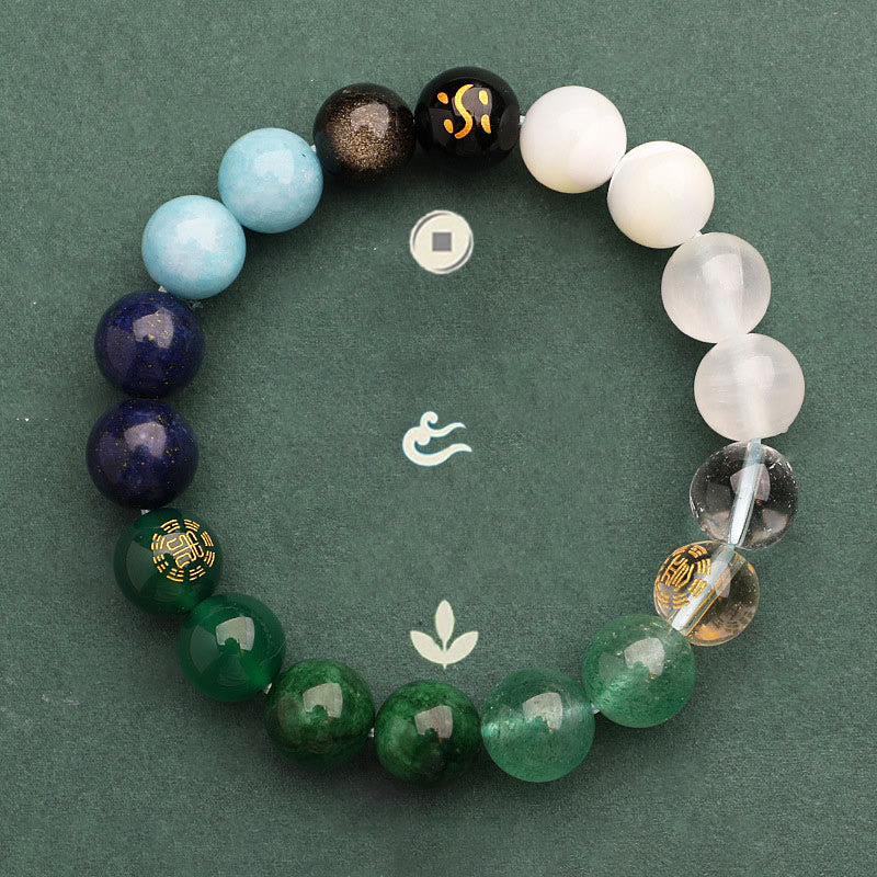 Five Elements Various Agate Crystal Sun Stone Wisdom Bracelet - Image 23