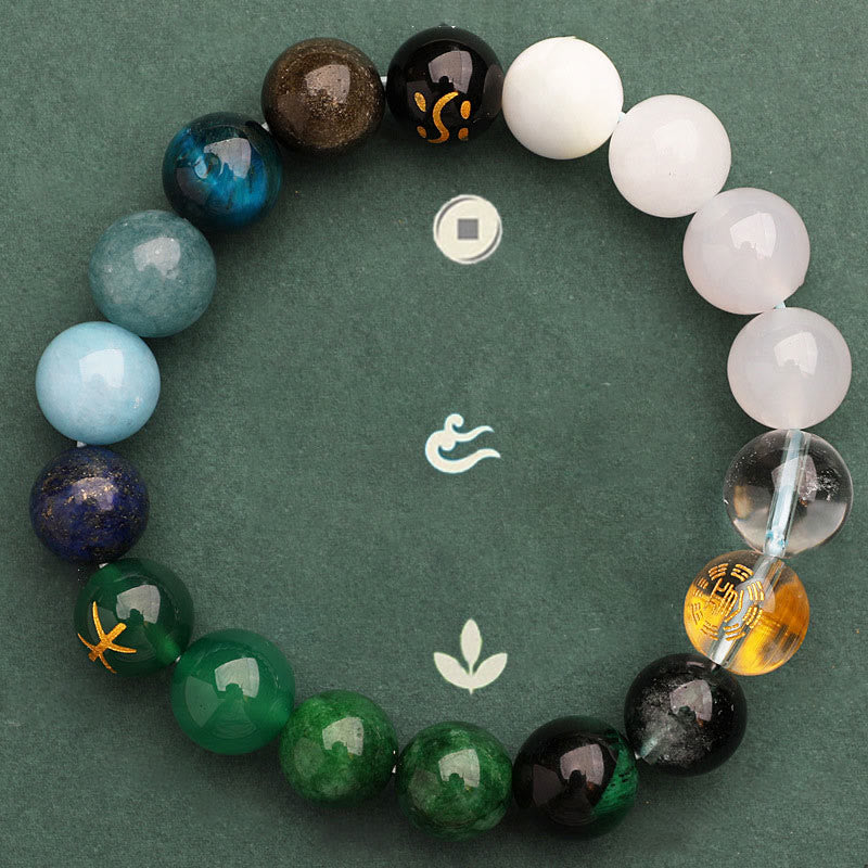 Five Elements Various Agate Crystal Sun Stone Wisdom Bracelet - Image 21