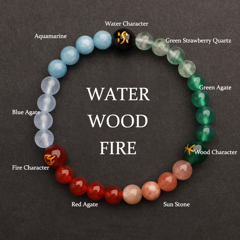Five Elements Various Agate Crystal Sun Stone Wisdom Bracelet - Image 36