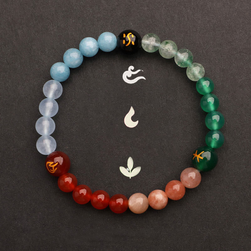 Five Elements Various Agate Crystal Sun Stone Wisdom Bracelet - Image 37