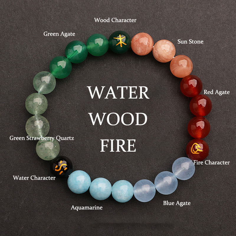 Five Elements Various Agate Crystal Sun Stone Wisdom Bracelet - Image 34