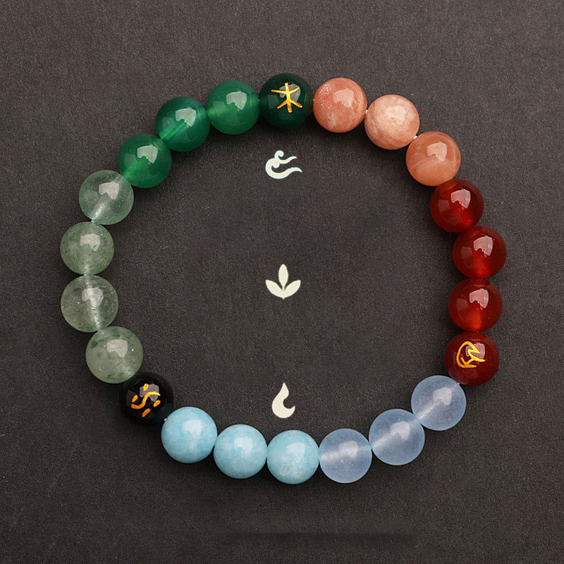 Five Elements Various Agate Crystal Sun Stone Wisdom Bracelet - Image 35