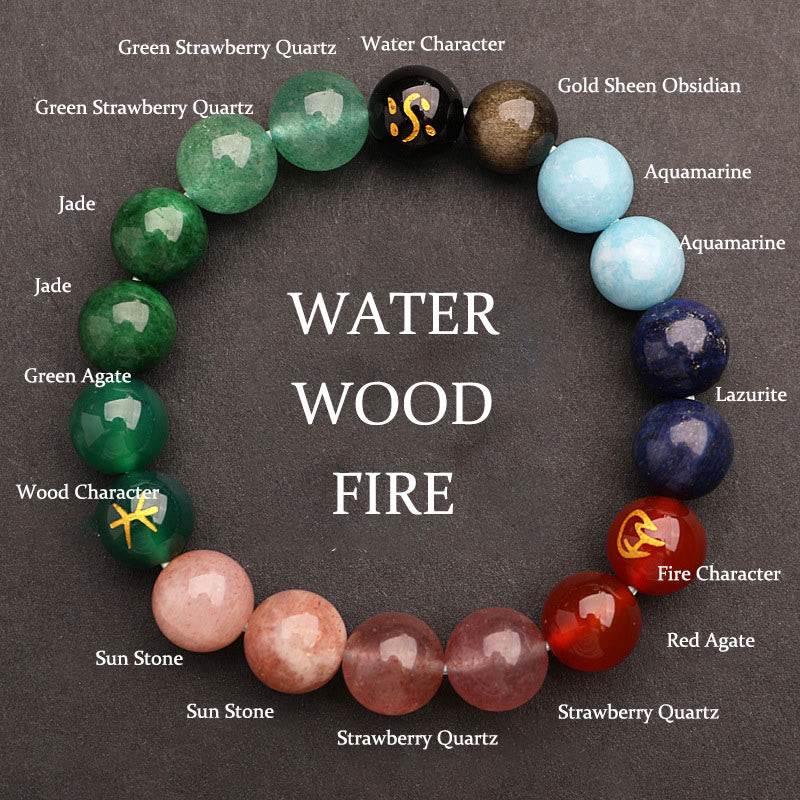 Five Elements Various Agate Crystal Sun Stone Wisdom Bracelet - Image 32
