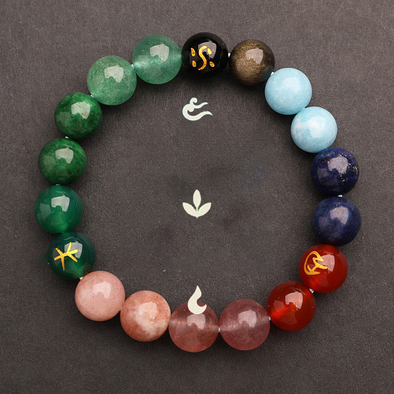 Five Elements Various Agate Crystal Sun Stone Wisdom Bracelet - Image 33