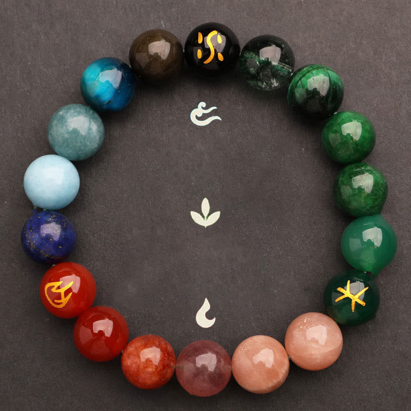 Five Elements Various Agate Crystal Sun Stone Wisdom Bracelet - Image 31
