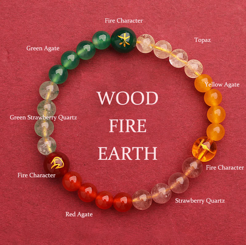 Five Elements Various Agate Crystal Sun Stone Wisdom Bracelet - Image 45
