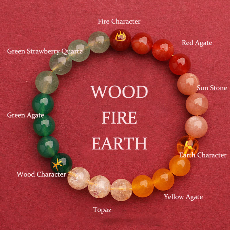 Five Elements Various Agate Crystal Sun Stone Wisdom Bracelet - Image 43