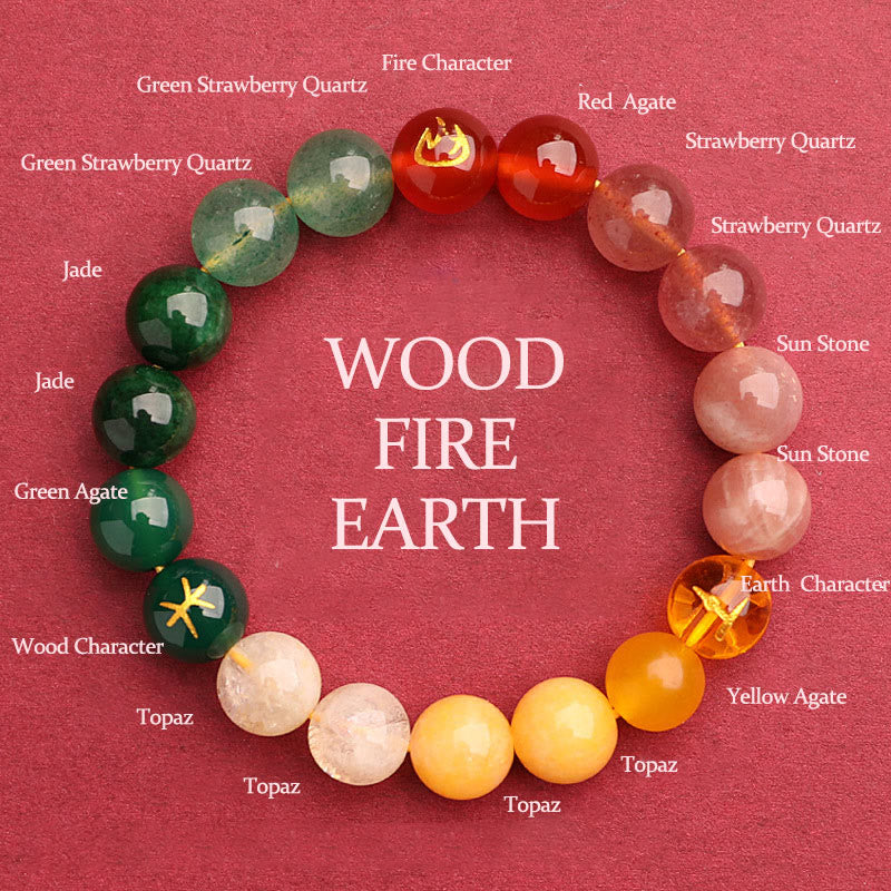 Five Elements Various Agate Crystal Sun Stone Wisdom Bracelet - Image 41