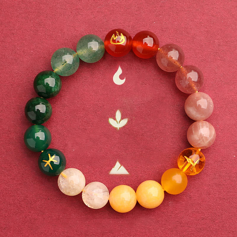 Five Elements Various Agate Crystal Sun Stone Wisdom Bracelet - Image 42
