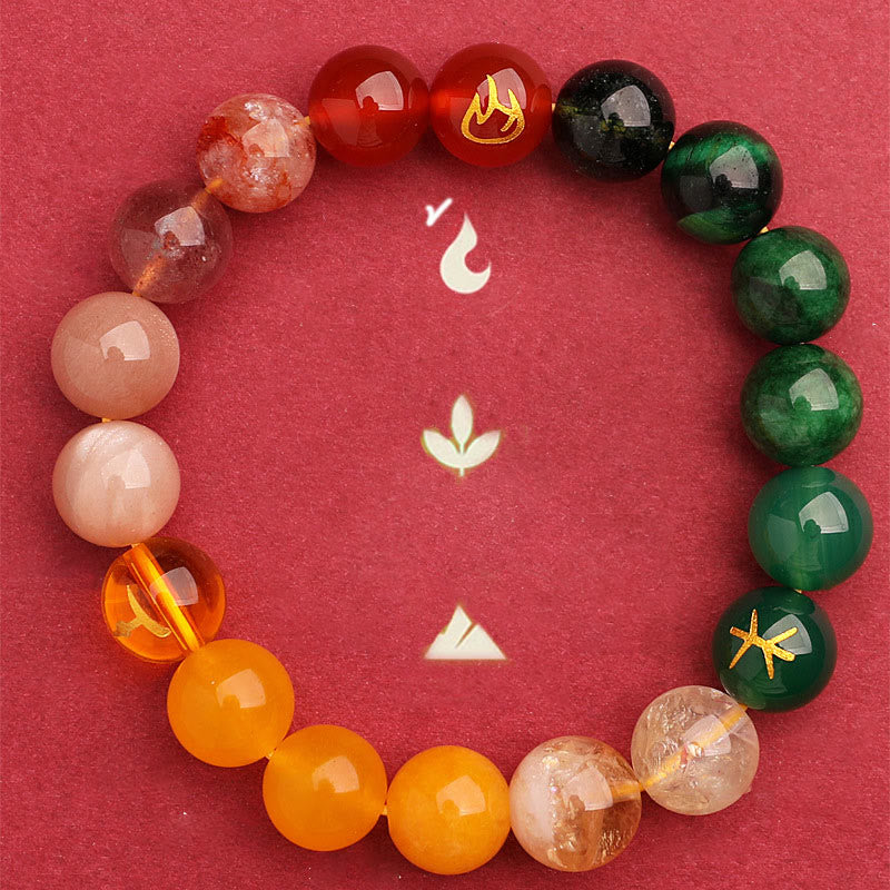 Five Elements Various Agate Crystal Sun Stone Wisdom Bracelet - Image 40