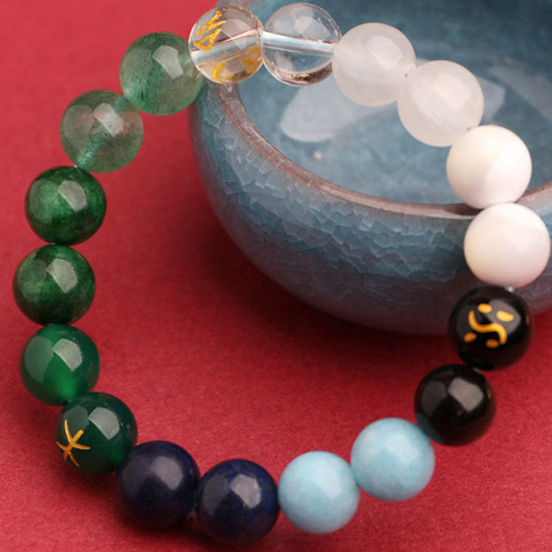 Five Elements Various Agate Crystal Sun Stone Wisdom Bracelet - Image 28