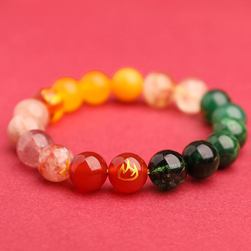 Five Elements Various Agate Crystal Sun Stone Wisdom Bracelet - Image 50