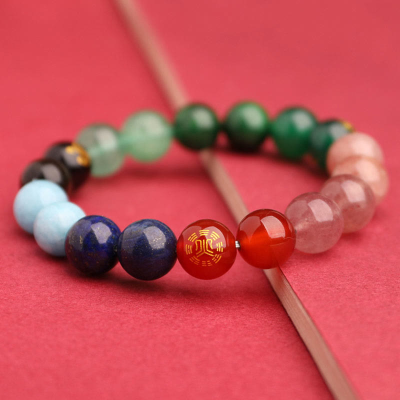 Five Elements Various Agate Crystal Sun Stone Wisdom Bracelet - Image 47