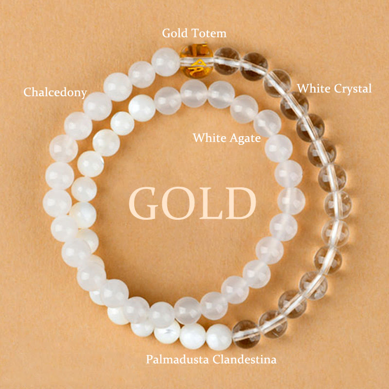 Five Elements Various Agate Crystal Chalcedony White Crystal White Agate Luck Bracelet