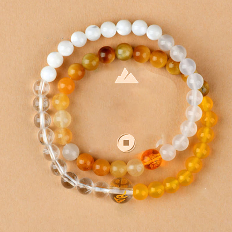 Five Elements Various Agate Crystal Pearl Black Onyx White Agate White Crystal Luck Bracelet - Image 33