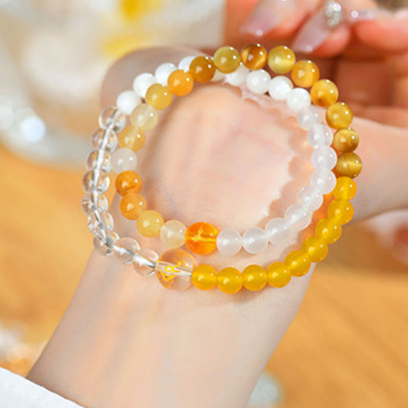 Five Elements Various Agate Crystal Pearl Black Onyx White Agate White Crystal Luck Bracelet - Image 35