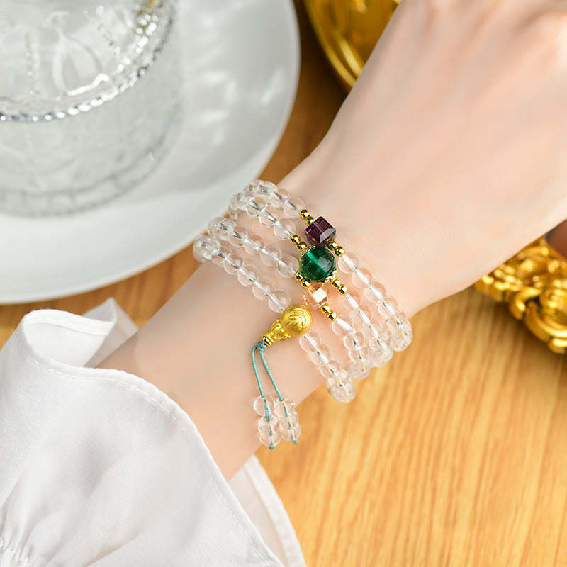 108 Mala Beads White Crystal Clarity Bracelet - Image 7