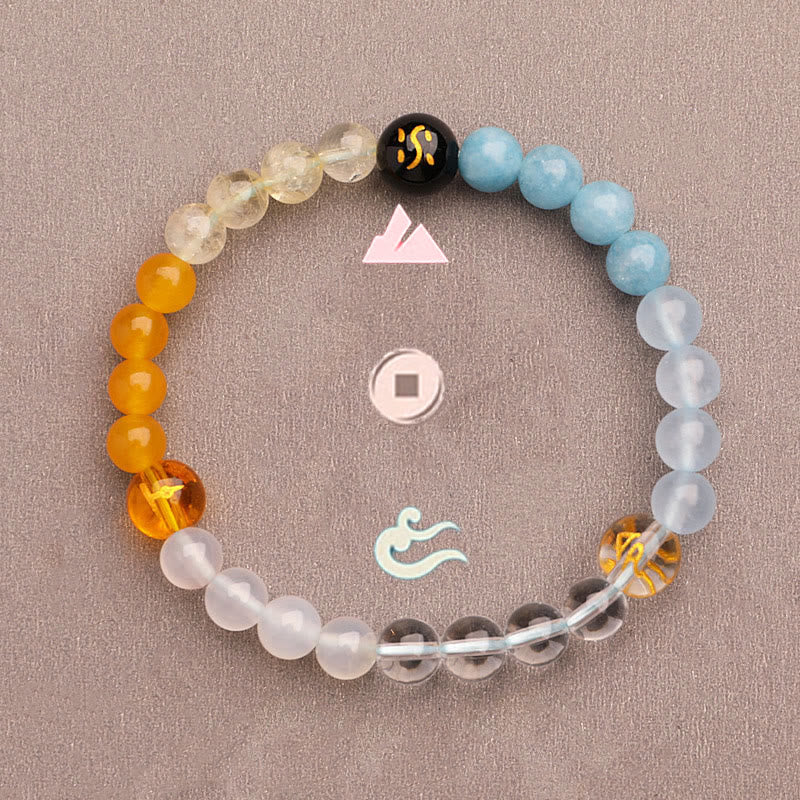 Five Elements Various Agate Crystal Green Strawberry Quartz Sun Stone Wealth Bracelet - Image 18