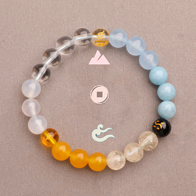 Five Elements Various Agate Crystal Green Strawberry Quartz Sun Stone Wealth Bracelet - Image 20