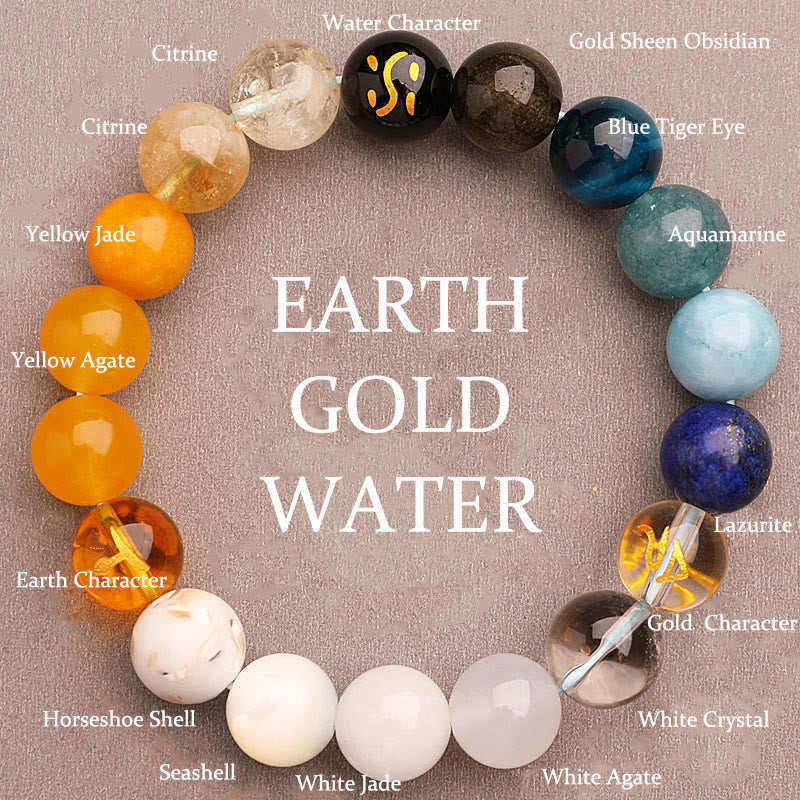 Five Elements Various Agate Crystal Green Strawberry Quartz Sun Stone Wealth Bracelet - Image 23
