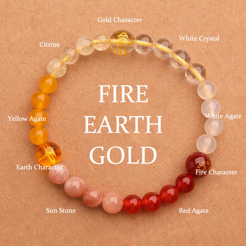 Five Elements Various Agate Crystal Green Strawberry Quartz Sun Stone Wealth Bracelet - Image 25